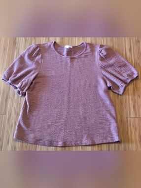 DR2 Mauve Textured Puff-Sleeve Top